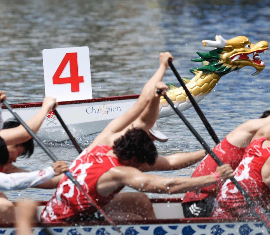 Hamza competing in dragon boat racing